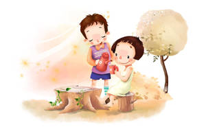 Outdoor Love Cartoon Wallpaper