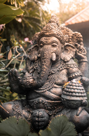 Outdoor Statue Of Ganesh Mobile Wallpaper