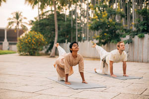 Outdoor Yoga Focus Shot Wallpaper