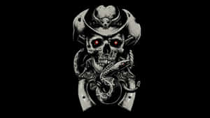 Outlaw Cowboy Skull Snake Red Eyes Wallpaper