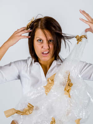 Overwhelmed Businessman At His Desk Wallpaper