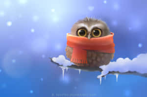 Owl In Scarf - Winter Wallpaper Wallpaper