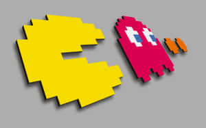 Pac Man And Pac Man Pixel Art Wallpaper