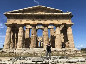 Paestum Tourist Girl Posing Wallpaper