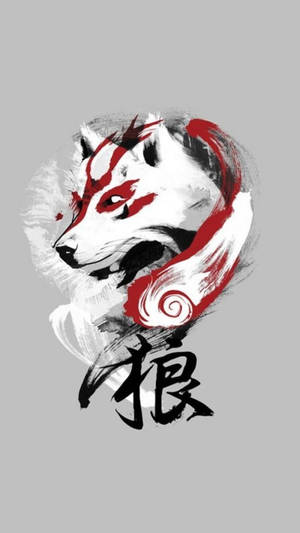 Painted Wolf Okami Phone Wallpaper