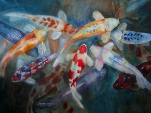 Painting Of Koi Fish Wallpaper