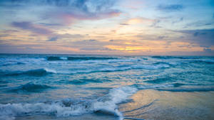 Pale Blue Sunset Ocean Wallpaper