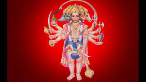 Panchmukhi Hanuman In Dark Red Wallpaper