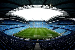 Panoramic View Of A Soccer Stadium Wallpaper
