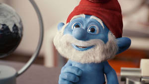 “papa Smurf Standing In The Magical Smurf’s Village - Wallpapers.com” Wallpaper