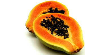 Papaya Fruit White Background Wallpaper