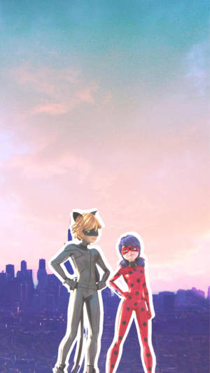 Paper Cutout Ladybug And Cat Noir Wallpaper