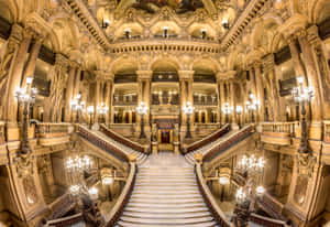 Paris Opera House Fish Eye Photography Wallpaper