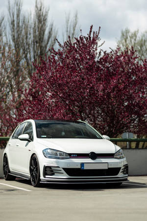 Parked White Golf Gti Mk7 Wallpaper