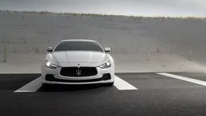 Parked White Maserati 4k Wallpaper