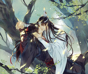 Passionate Blindfold Kiss In Mo Dao Zu Shi Wallpaper