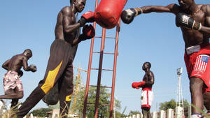 Passionate Boxers Training In South Sudan Wallpaper