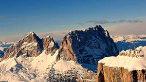 Passo Sella Snow Mountain Rockies Wallpaper