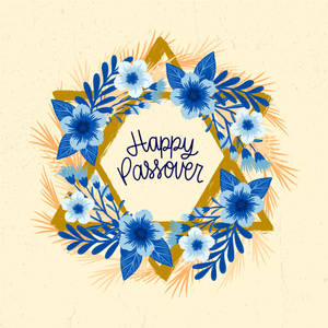 Passover Blue Flower Wreath Wallpaper