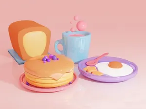 Pastel 3d Breakfast Wallpaper
