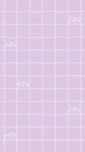 Pastel Aesthetic Grid Purple Pusheen Wallpaper