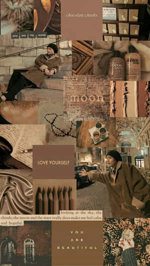 Pastel Brown Collage Wallpaper