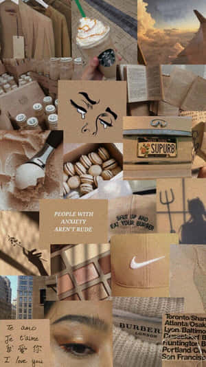 Pastel Brown Collage Wallpaper