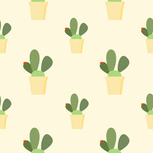 Pastel Cactus Pot In Yellow Pattern Wallpaper