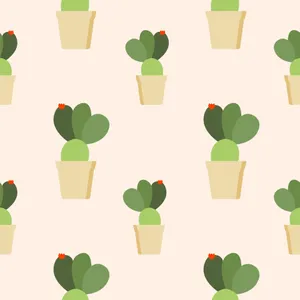 Pastel Cactus Pot Pattern Wallpaper