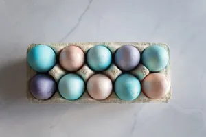 Pastel Easter Eggs On Tray Wallpaper