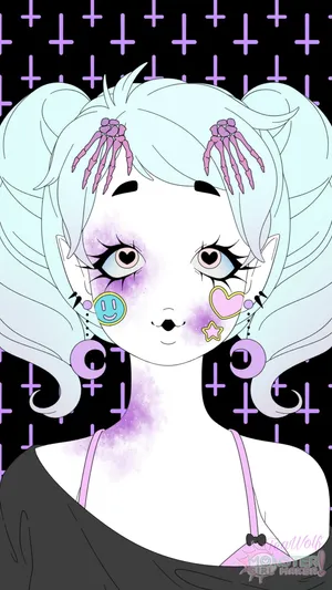 Pastel Goth Girl: The Subtle Edge Of Creepy And Cute Wallpaper