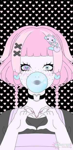 Pastel Goth Girl With Bubblegum Wallpaper