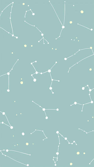 Pastel Green Aesthetic Constellations Wallpaper