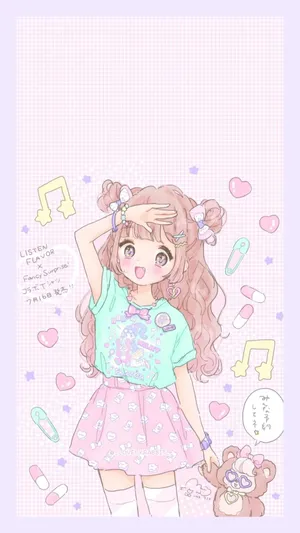 Pastel Pink Aesthetic Anime Raising Arm Wallpaper