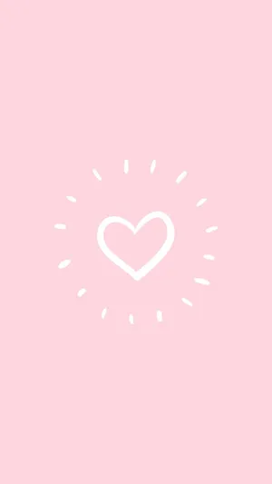 Pastel Pink Heart With Rays Phone Wallpaper