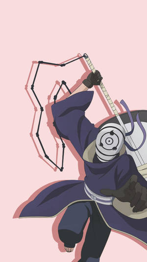 Pastel Pink Obito Phone Wallpaper