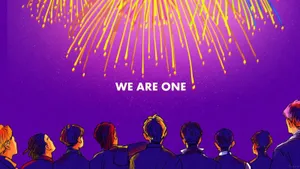 Pastel Purple Fireworks We Are One Wallpaper