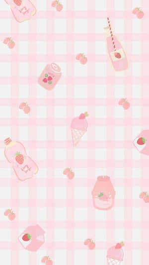 Pastel Strawberry Ice Cream Wallpaper