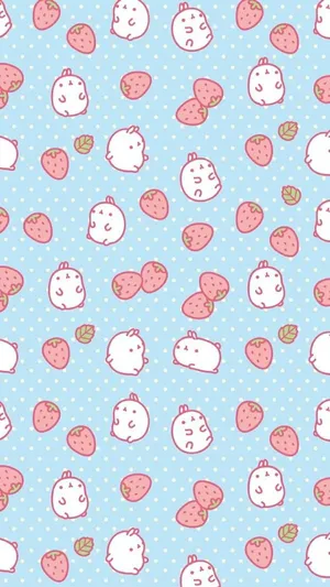 Pastel Strawberry Molang Wallpaper