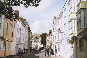 Pastel Vintage Historic Building Wallpaper