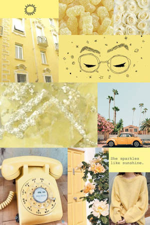 Pastel Yellow Aesthetic Collage Wallpaper