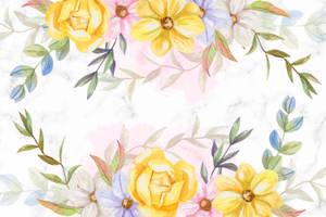 Pastel Yellow Floral Watercolor Art Wallpaper