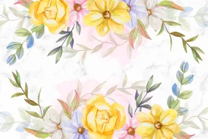 Pastel Yellow Floral Watercolor Art Wallpaper