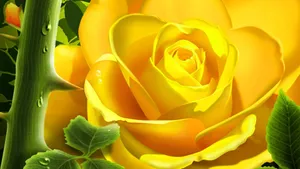 Pastel Yellow Rose Digital Painting Wallpaper