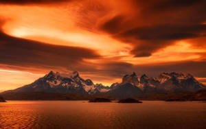 Patagonia Monochrome Orange Sky Wallpaper