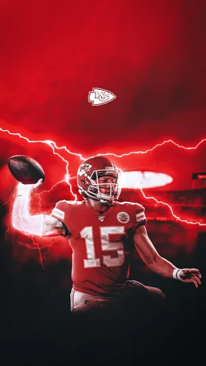 Patrick Mahomes Cool Fanart With Red Thunder Wallpaper