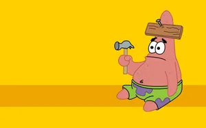 Patrick Star And Hammer Wallpaper