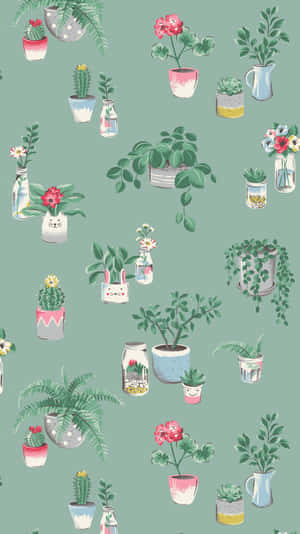 Pattern Artwork Of Plant Phone Wallpaper