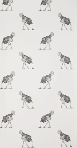 Patterned Ostrich Illustration Wallpaper