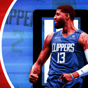 Paul George Of The Los Angeles Clippers In Action Wallpaper